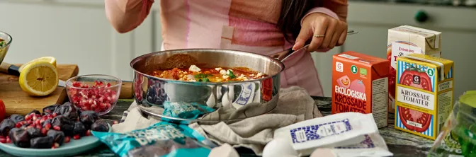 Family of three eating dinner together