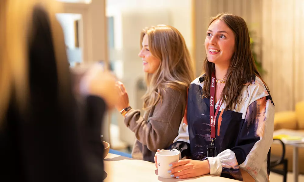 Happy female employee smiling