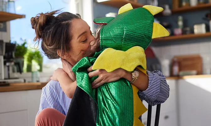 Mother hugging her child